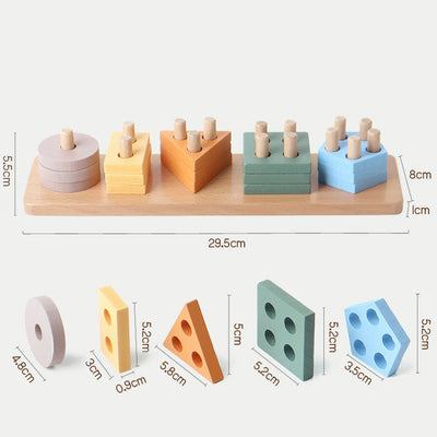 Montessori Wooden Shape & Color Sorting Stacker