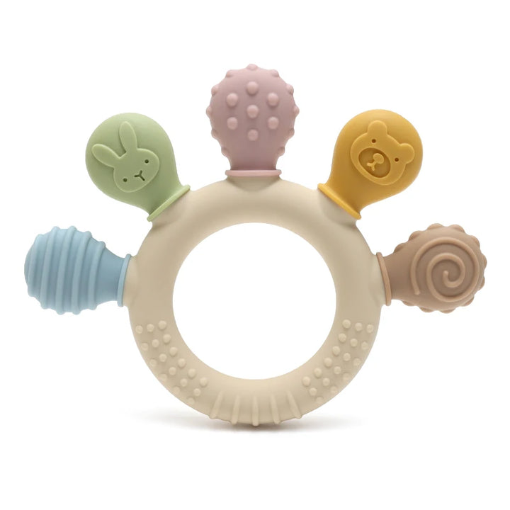 Silicone Baby Teether Chew Beads Rattle Toy