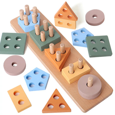 Montessori Wooden Shape & Color Sorting Stacker
