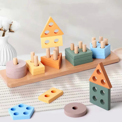 Montessori Wooden Shape & Color Sorting Stacker