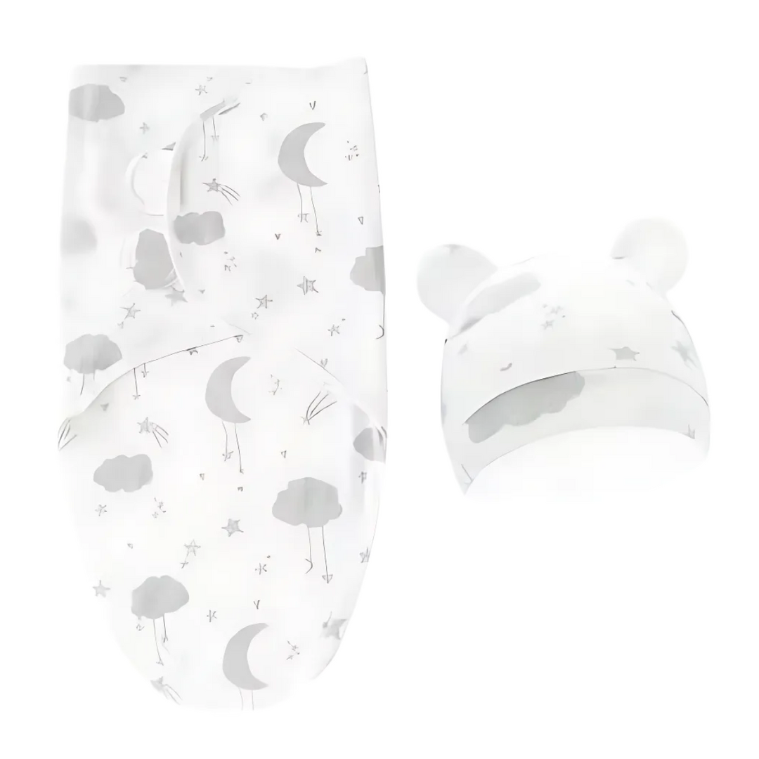 Newborn Adjustable Baby Swaddle Blanket With Hat Set Baby 0-3 Months