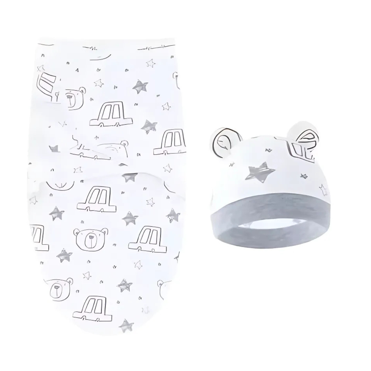 Newborn Adjustable Baby Swaddle Blanket With Hat Set Baby 0-3 Months