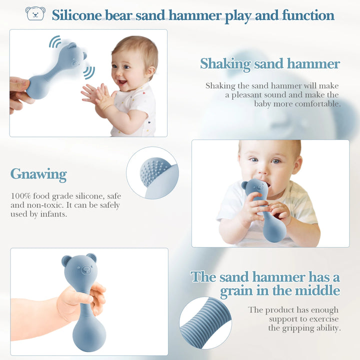 Silicone Bear Maracas Rattle & Teether