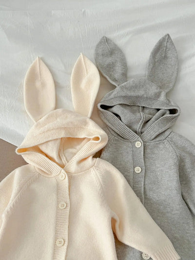 Knitted Hooded Bunny Ear Romper 0-3 Years