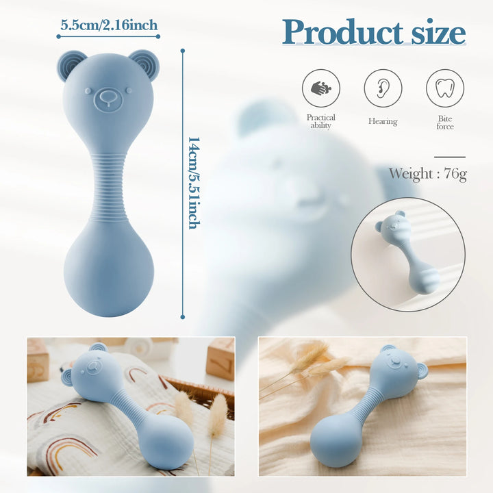 Silicone Bear Maracas Rattle & Teether