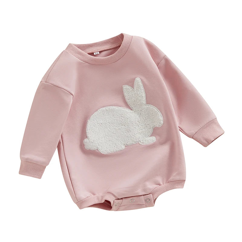 Embroidered Easter Bunny Long Sleeve Romper 0-18 Months