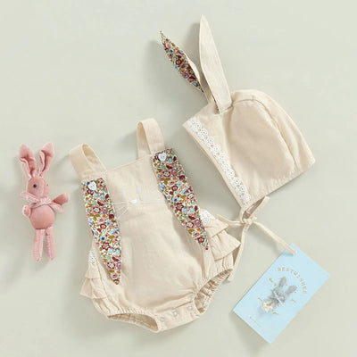 Vintage Bunny Overalls & Ears Set 0-18 Months