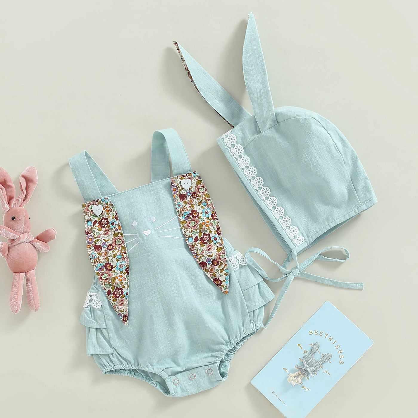 Vintage Bunny Overalls & Ears Set 0-18 Months