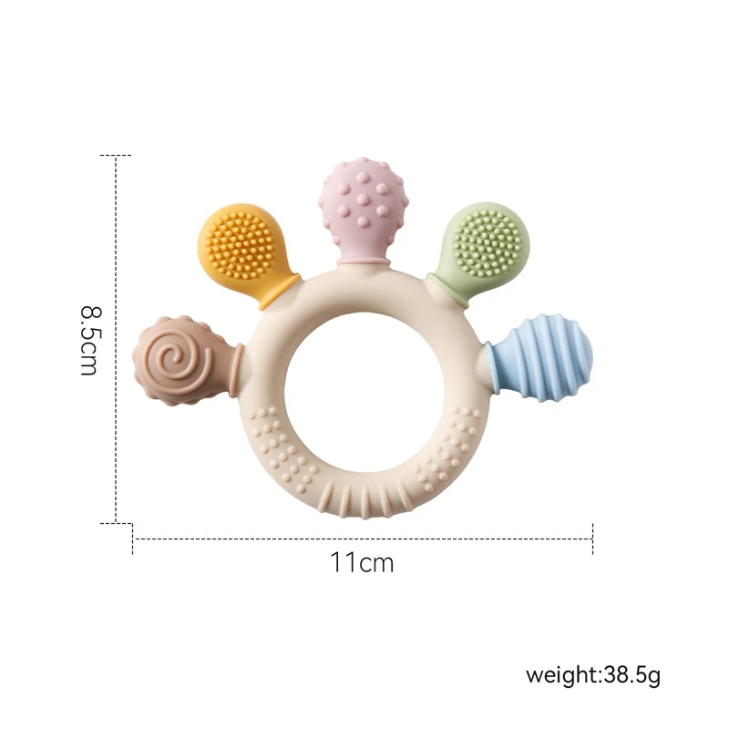 Silicone Baby Teether Chew Beads Rattle Toy