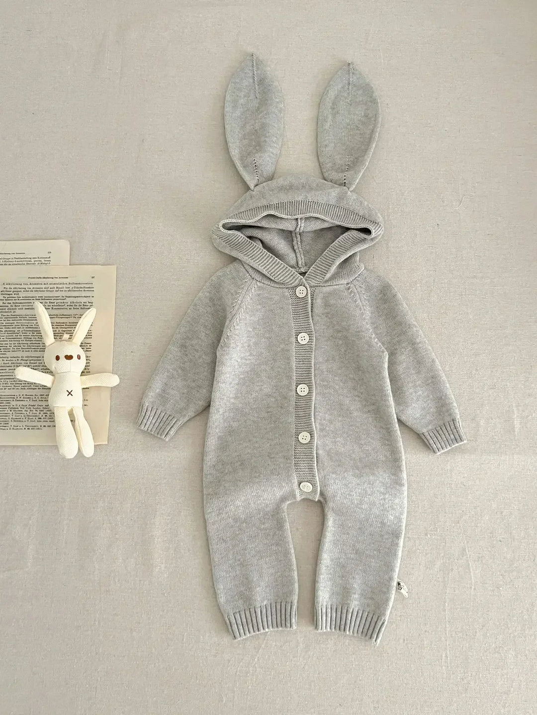Knitted Hooded Bunny Ear Romper 0-3 Years