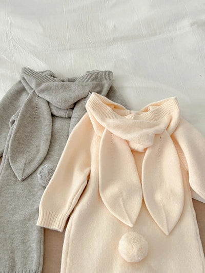Knitted Hooded Bunny Ear Romper 0-3 Years