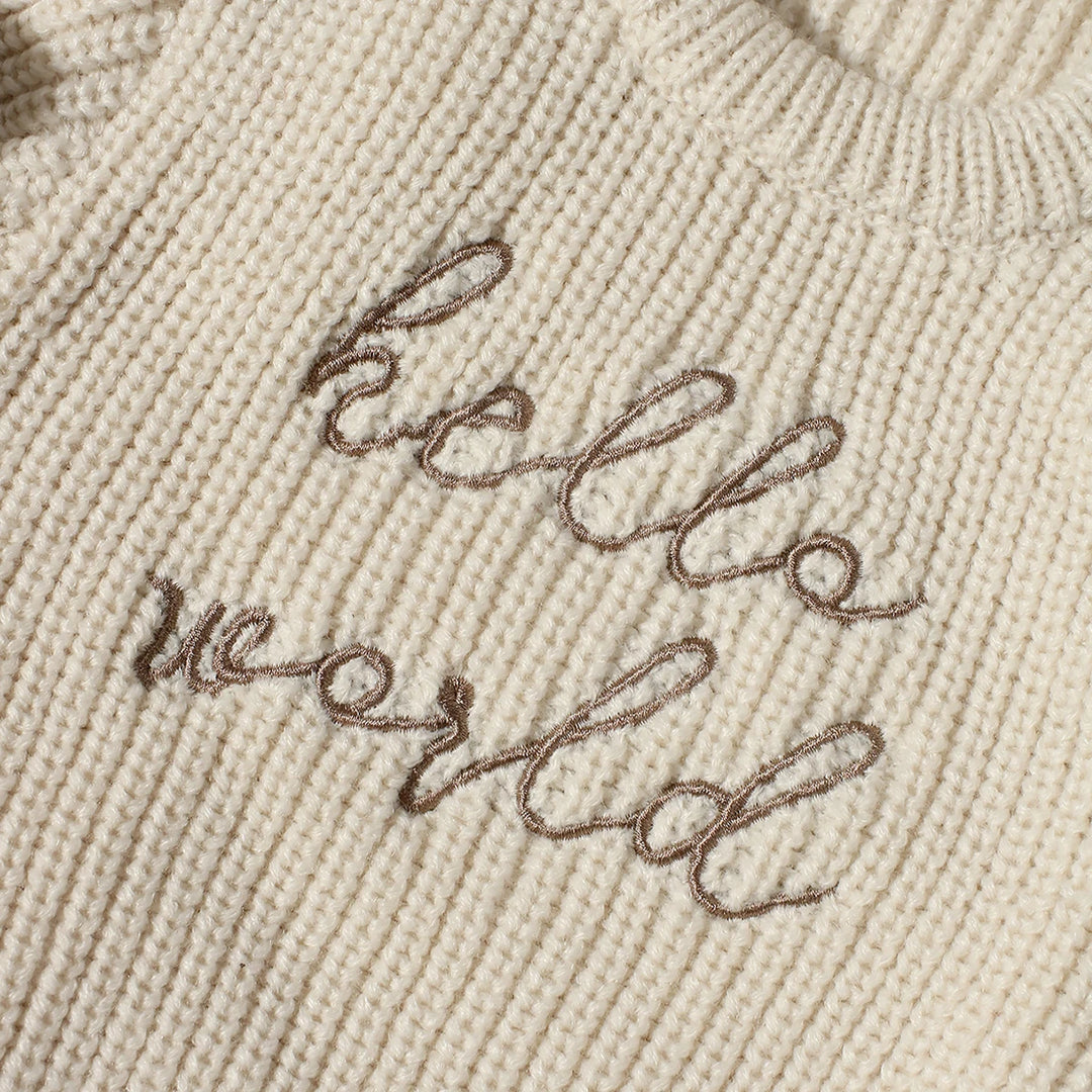 Hello World Knitted Romper & Pom-Pom Hat Set 0-1 Month