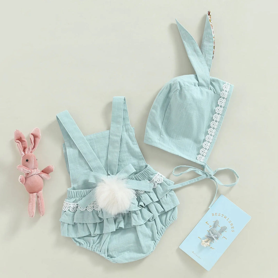 Vintage Bunny Overalls & Ears Set 0-18 Months