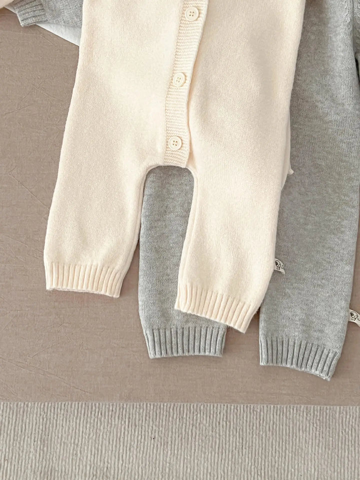 Knitted Hooded Bunny Ear Romper 0-3 Years