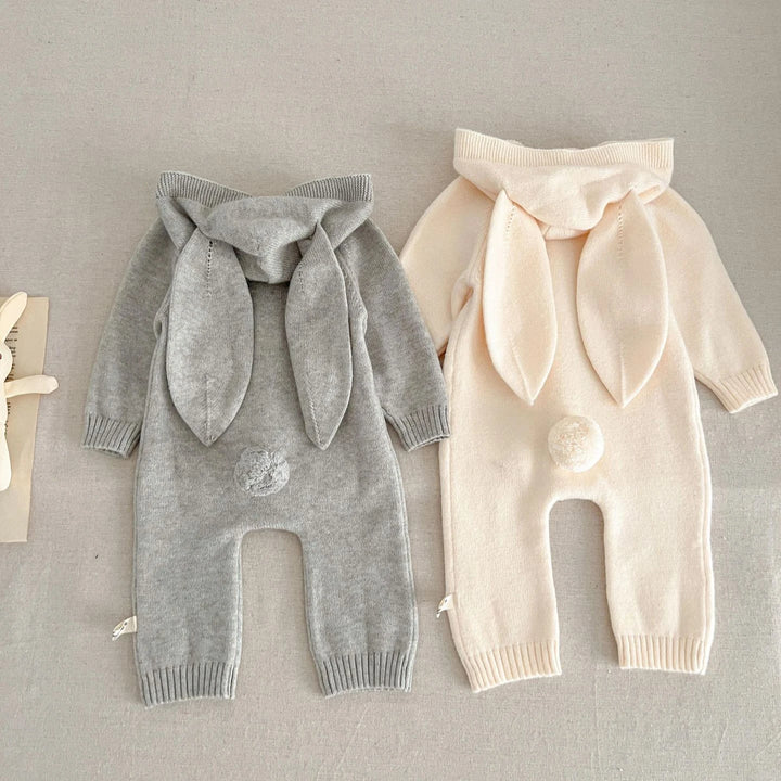 Knitted Hooded Bunny Ear Romper 0-3 Years
