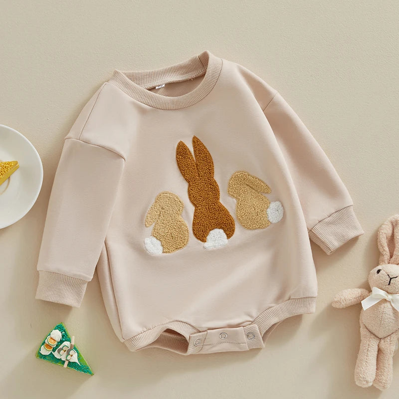Embroidered Easter Bunny Long Sleeve Romper 0-18 Months