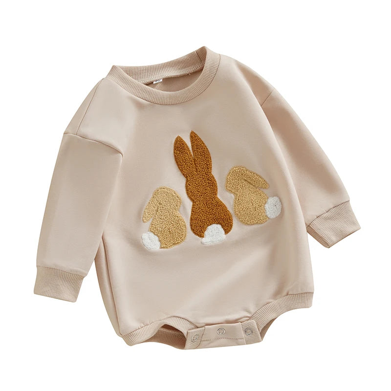 Embroidered Easter Bunny Long Sleeve Romper 0-18 Months
