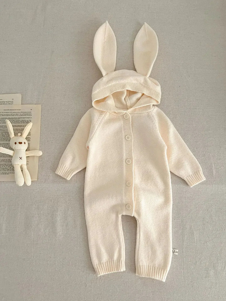 Knitted Hooded Bunny Ear Romper 0-3 Years