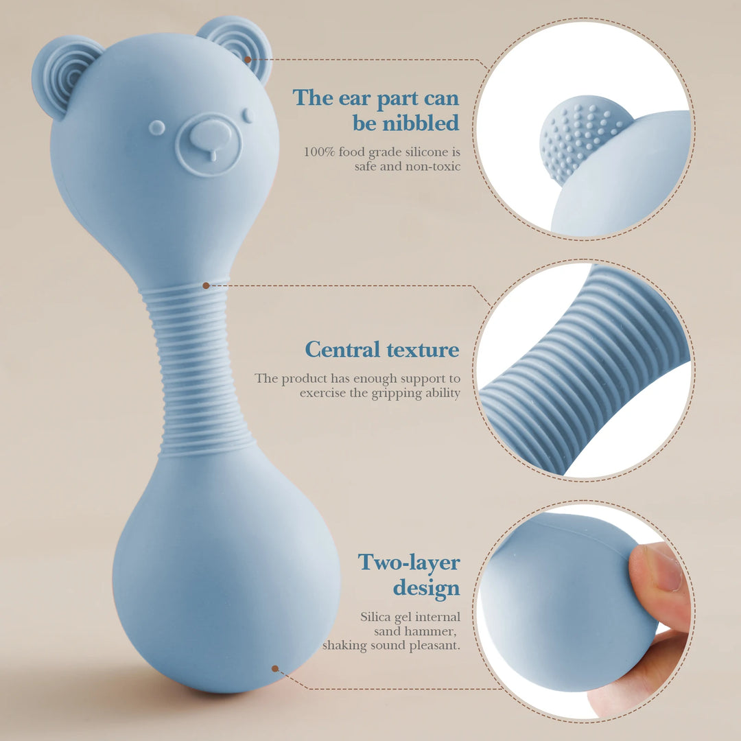 Silicone Bear Maracas Rattle & Teether