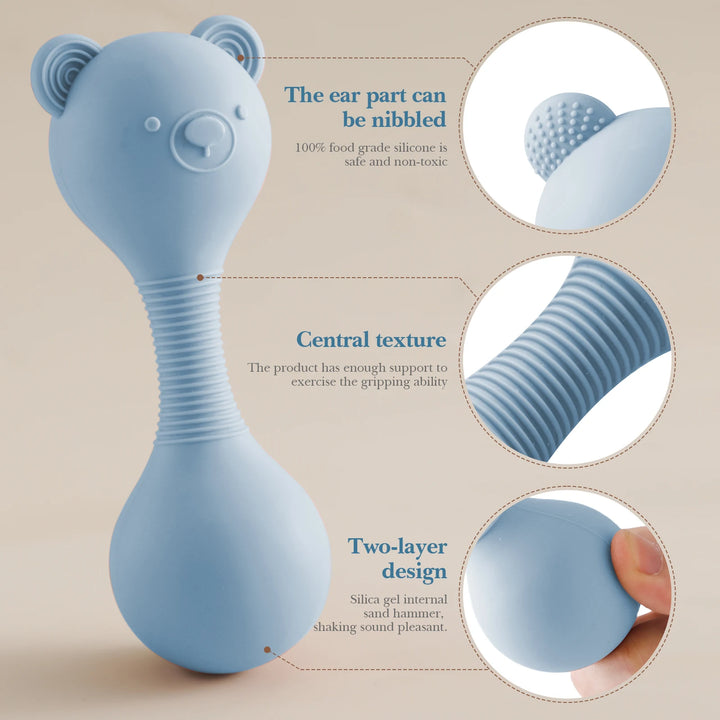Silicone Bear Maracas Rattle & Teether