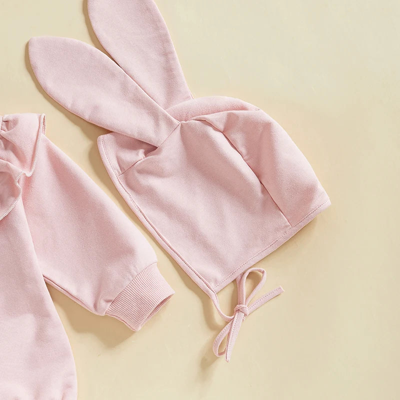 Long Sleeve Ruffle Jumpsuit & Bunny Hat Set 0-18 Months