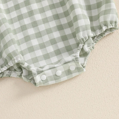 Smocked Bunny Embroidered Plaid Bubble Romper 0-3 Years
