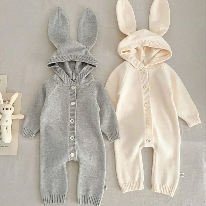 Knitted Hooded Bunny Ear Romper 0-3 Years