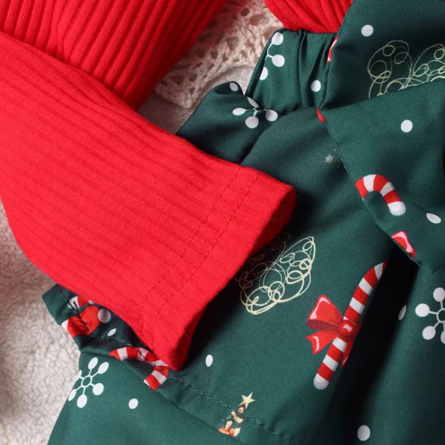 Baby Girl Christmas Romper Dress and Bow Headband Set 0-18 Months 0-6M