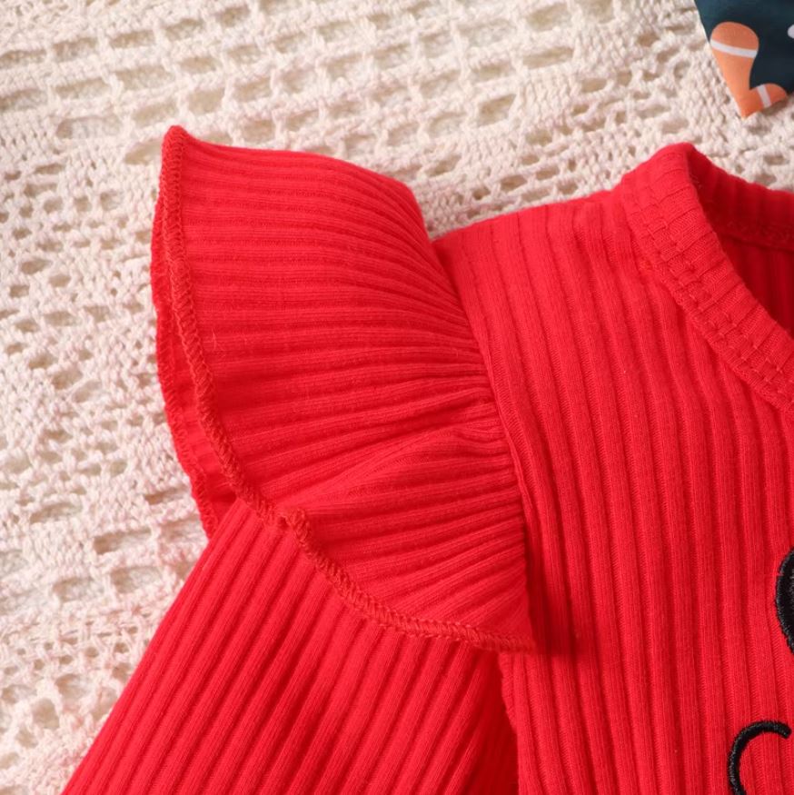 Baby Girl Christmas Romper Dress And Bow Headband Set 0 - 18 Months - Skaldo & Malin