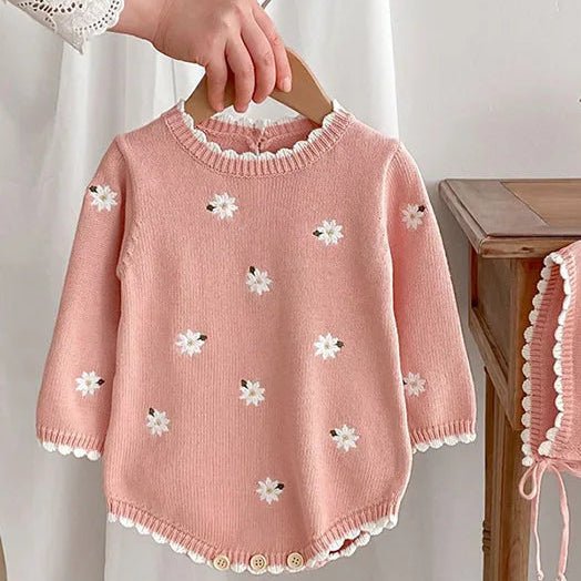 Floral Embroidery Knitted Bodysuit - Skaldo & Malin