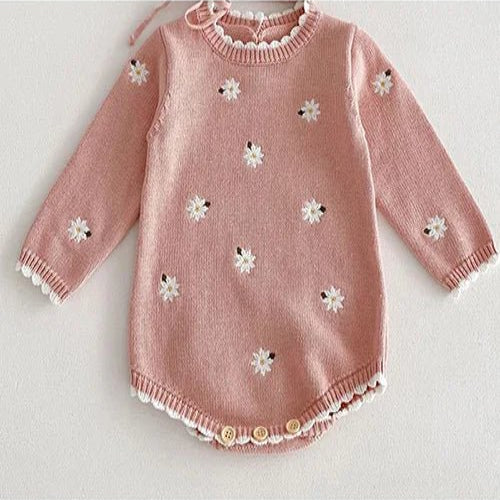 Floral Embroidery Knitted Bodysuit - Skaldo & Malin