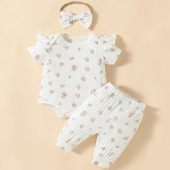 Floral Romper, Pants & Headband Set - Skaldo & Malin