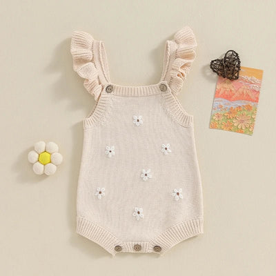 Fly Sleeve Knitted Floral Romper - Skaldo & Malin