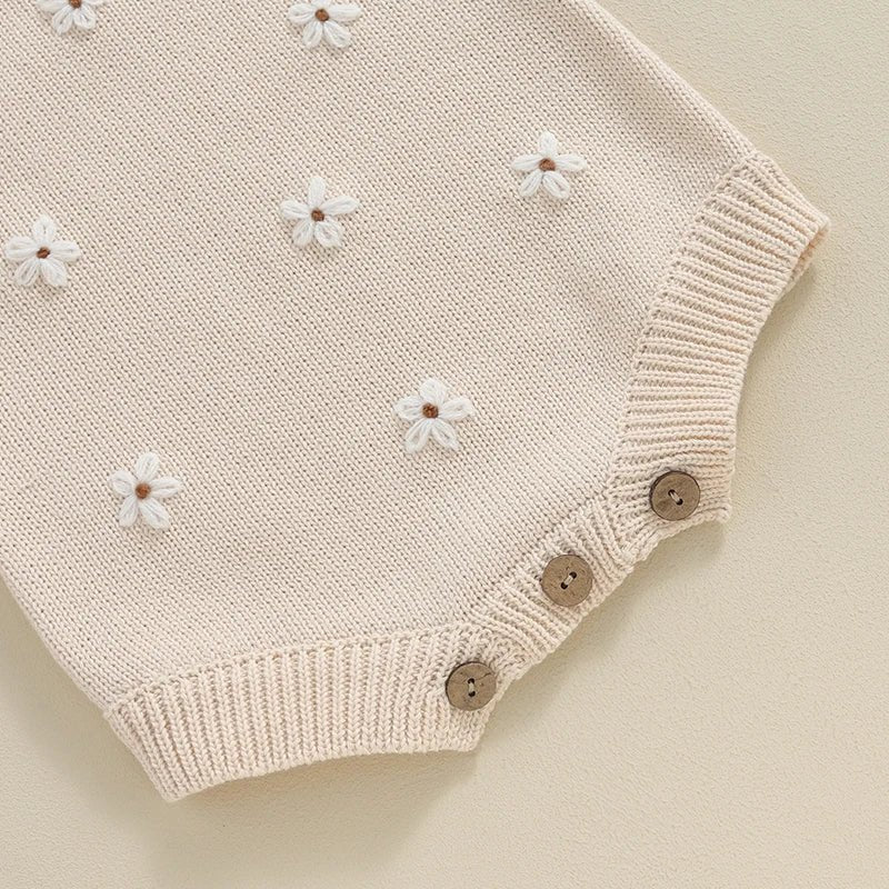 Fly Sleeve Knitted Floral Romper - Skaldo & Malin