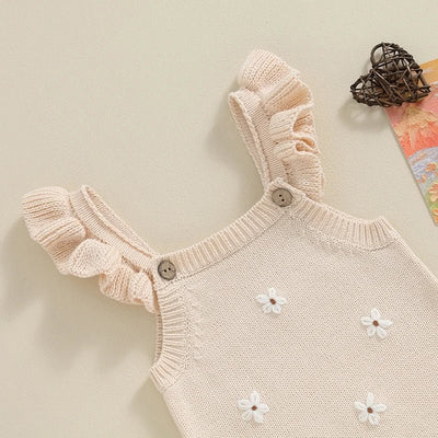 Fly Sleeve Knitted Floral Romper - Skaldo & Malin