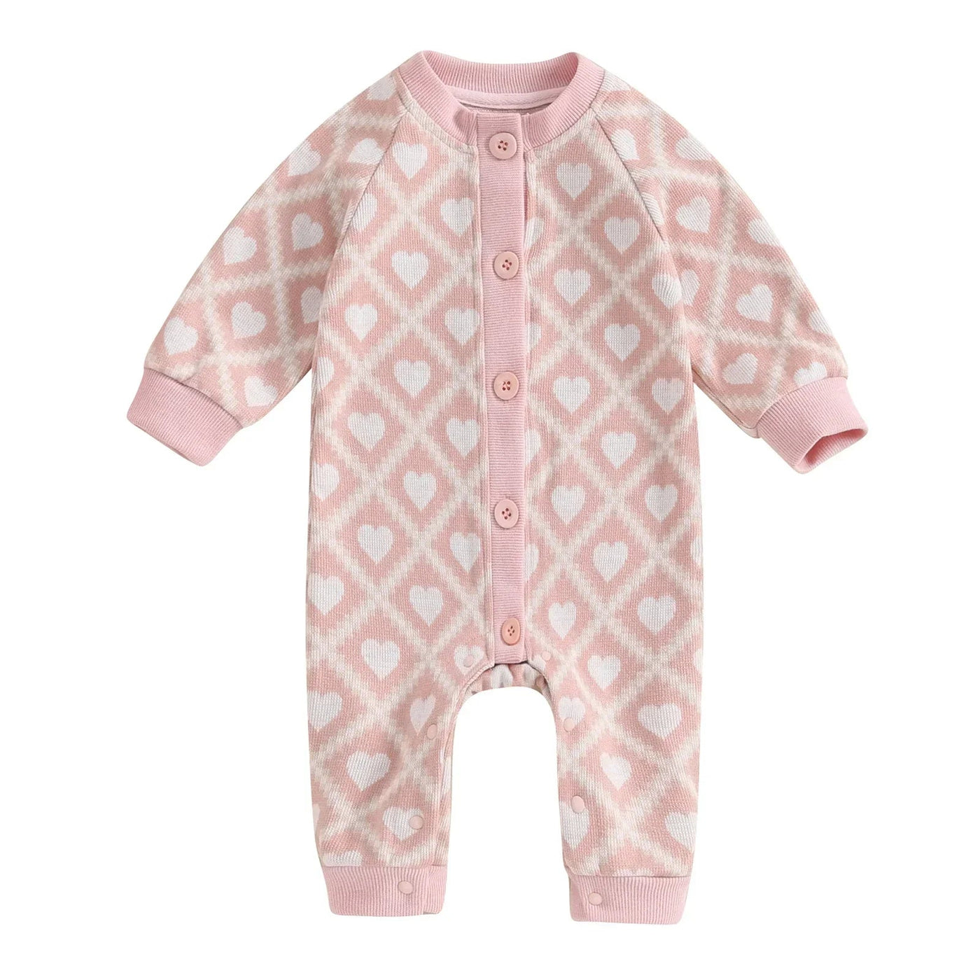 Long Sleeves Hearts Button Down Jumpsuit - Skaldo & Malin