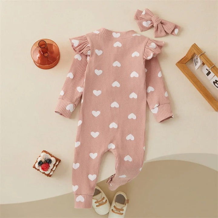 Long Sleeves Hearts Jumpsuit & Bow Knot - Skaldo & Malin