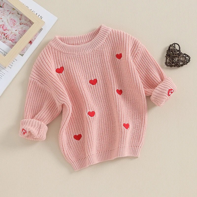 Long Sleeves Hearts Knitted Sweatshirt - Skaldo & Malin
