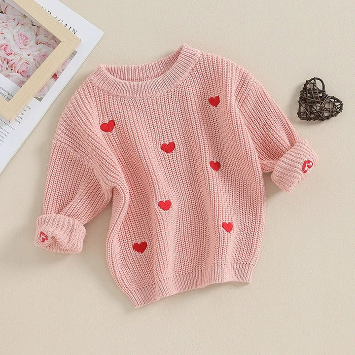 Long Sleeves Hearts Knitted Sweatshirt - Skaldo & Malin