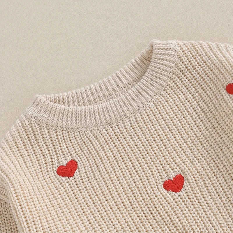 Long Sleeves Hearts Knitted Sweatshirt - Skaldo & Malin
