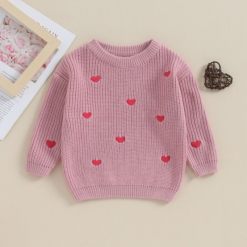 Long Sleeves Hearts Knitted Sweatshirt - Skaldo & Malin