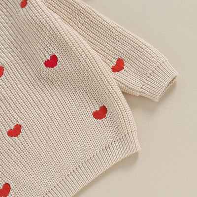 Long Sleeves Hearts Knitted Sweatshirt - Skaldo & Malin