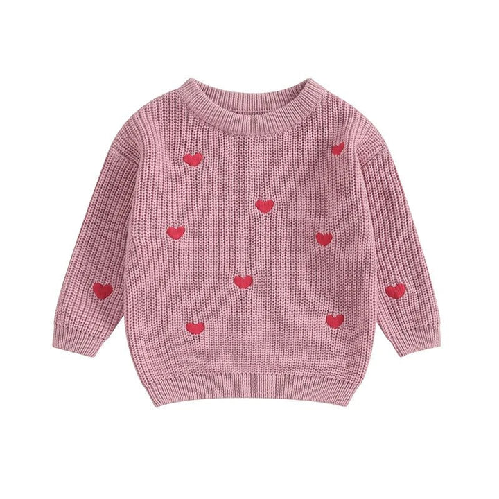 Long Sleeves Hearts Knitted Sweatshirt - Skaldo & Malin