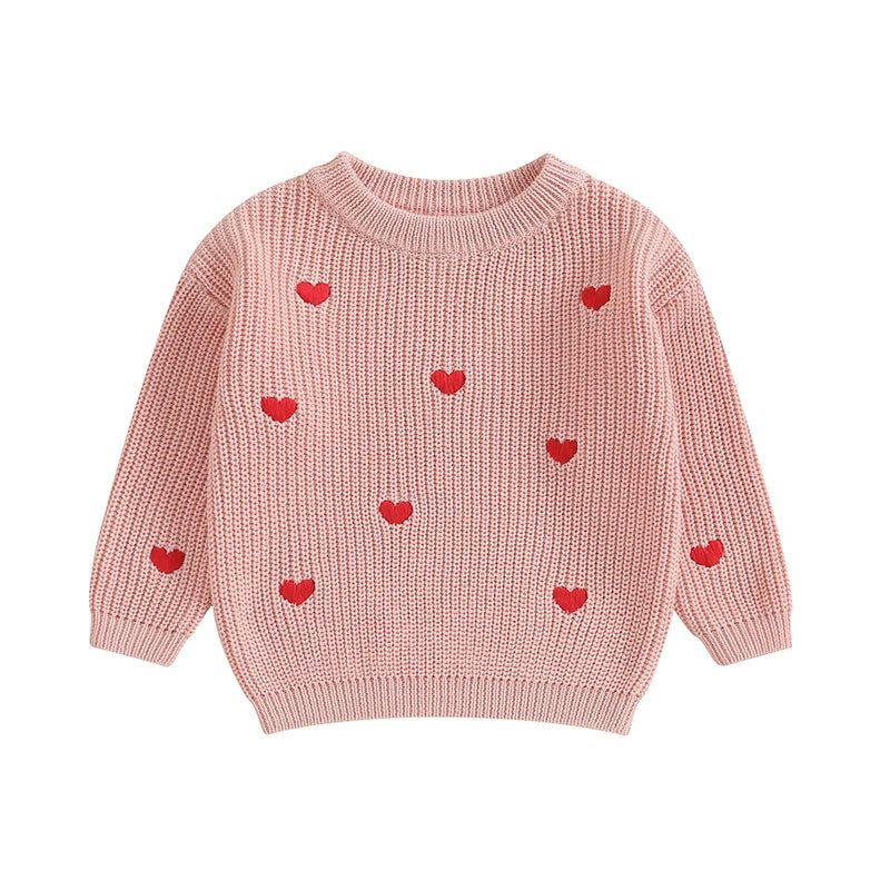 Long Sleeves Hearts Knitted Sweatshirt - Skaldo & Malin