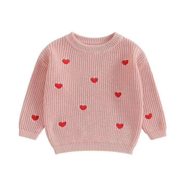 Long Sleeves Hearts Knitted Sweatshirt - Skaldo & Malin
