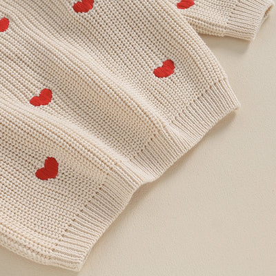 Long Sleeves Hearts Knitted Sweatshirt - Skaldo & Malin