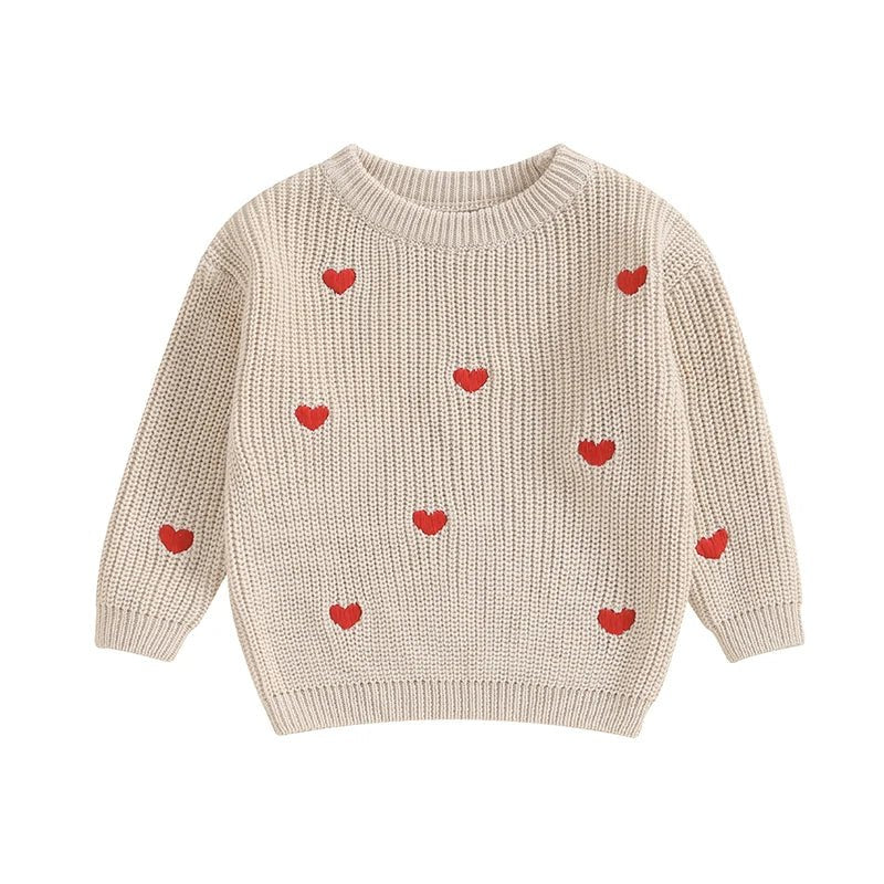Long Sleeves Hearts Knitted Sweatshirt - Skaldo & Malin