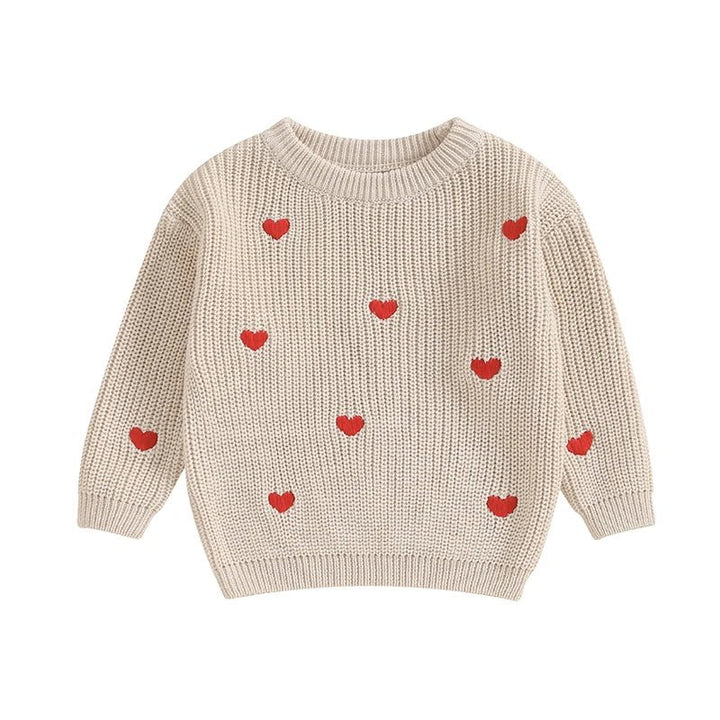 Long Sleeves Hearts Knitted Sweatshirt - Skaldo & Malin