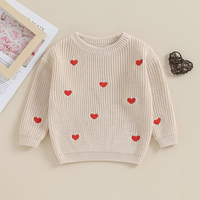 Long Sleeves Hearts Knitted Sweatshirt - Skaldo & Malin