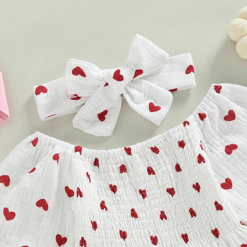 Long Sleeves Hearts Ruffle Romper & Headband Set - Skaldo & Malin